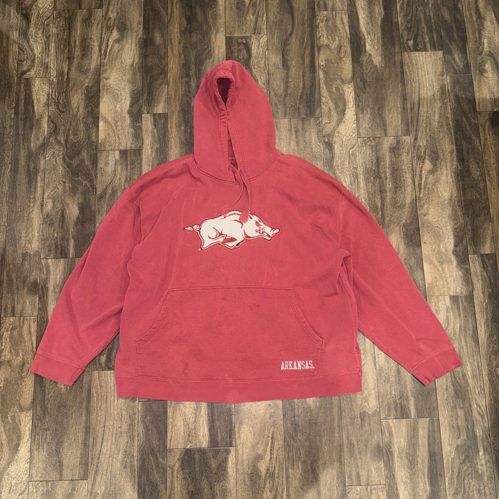 Arkansas Razorbacks Pullover Fleece Hoodie‎ Men's Size XL Team Logo Red